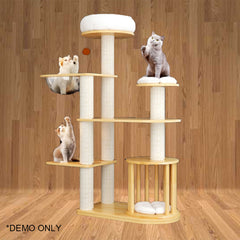 Homelements Luxury Solid Wood Four Seasons Universal Cat Bed Cat Villa Cat Climbing Frame Pet Bed Cat Scratching Post Cat Amusement Park Solid Wood Floor To Ceiling Cat Climbing Frame Cat TreeWith Scratching Post