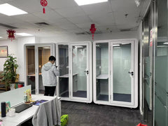 Homelements 1 Person 1.4x1.2x2.3m White & Black Metal Plate Model Mobile Soundproof Room Home Live Broadcast Room Singing Cabin Recording Studio Indoor Telephone Booth Piano Sleeping Soundproof Silent Cabin