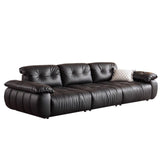Medieval Black Straight Leather Sofa