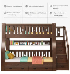 Walnut Upper and Lower Beds Bunk Beds Two-layer Children's Beds High and Low Beds Small Apartment Mother and Child Beds Double Upper and Lower Bunk Wooden Beds