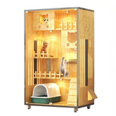 Homelements Luxury Wooden Cat Villa Cat Apartment Indoor Solid Wood Sisal Cat Scratching Post Cat Climbing Frame Pet House Pet Villa Customized Indoor Outdoor Big Cat House