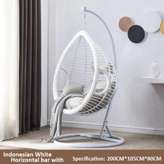 Homelements 1 Person PE Rattan Hanging Swing Chair Adjustable Height – White