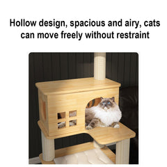 Homelements Luxury Solid Wood Four Seasons Universal Cat Bed Cat Villa Cat Climbing Frame Pet Bed Cat Scratching Post Cat Amusement Park Solid Wood Floor To Ceiling Cat Climbing Frame Cat TreeWith Scratching Post