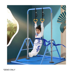 Sports Studio Foldable and Height-adjustable Children's Horizontal Bar with Rings and Landing Pad Pull-up Horizontal Bar
