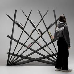 Italian Minimalist Paint Bookshelf Bookcase Floor Shelf Living Room Wall Display Rack Storage Rack Storage Rack Partition