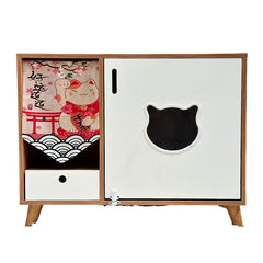 Japanese-style Solid Wood Cat Toilet Closed Anti-splash Cat Bed Cat Litter Box Odor-proof Cabinet Cat House Furniture Rack