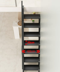 Folding Staircase Against The Wall Attic Garage Carbon Steel Welding Expansion Screw Fixation Indoor and Outdoor Ladders