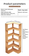 Corner Bookshelf Shelf Floor-to-ceiling Children's Wall Solid Wood Bookcase Household Corner Simple Storage Shelf Locker
