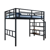 Elevated Upper and Lower Beds Small Apartment Pavilion Bed Saving Space Carbon Steel Shelf High and Low Double Simple and Modern