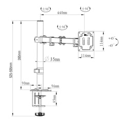 Homelements Single Screen Monitor Stand Arm Bracket Black -SY MA01