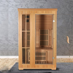 Homelements 1800W Hemlock Wood Home Sauna Room Beauty Salon Light Wave Room Sweat Steam Room Korean Far Infrared Sauna RoomSauna Room for 2 People
