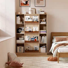 Children's Bookshelf Solid Wood Picture Book Shelf Floor Shelf Baby Reading Area Multifunctional Sliding Door Bookcase