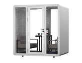 Homelements 4 Persons 2.0x1.8x2.25m White & Black Metal Plate Model Mobile Soundproof Room Home Live Broadcast Room Singing Cabin Recording Studio Indoor Telephone Booth Piano Sleeping Soundproof Silent Cabin