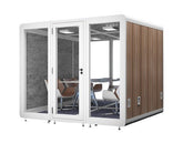 Homelements 6-8 Persons 3x3x2.3m White & Black Wood Grain Model Mobile Soundproof Room Home Live Broadcast Room Singing Cabin Recording Studio Indoor Telephone Booth Piano Sleeping Soundproof Silent Cabin