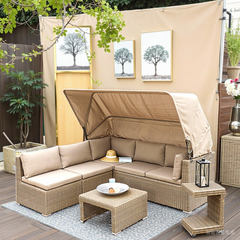 Canopy Daybed Lounge Set - Rattan Furniture for Garden & Terrace