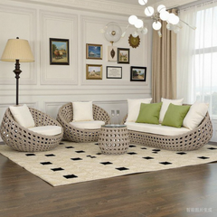 Modern Luxury Egg Shape Wicker Rattan Sofa Set Artificial Rattan Garden Furniture for Courtyard Hotels and Parks