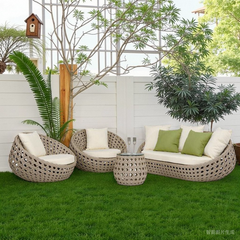 Modern Luxury Egg Shape Wicker Rattan Sofa Set Artificial Rattan Garden Furniture for Courtyard Hotels and Parks