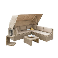Canopy Daybed Lounge Set - Rattan Furniture for Garden & Terrace