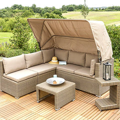 Canopy Daybed Lounge Set - Rattan Furniture for Garden & Terrace