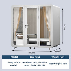 Homelements 4 Persons 2.2x1.8x2.3m White & Black Sleep Cabin Model Mobile Soundproof Room Home Live Broadcast Room Singing Cabin Recording Studio Indoor Telephone Booth Piano Sleeping Soundproof Silent Cabin