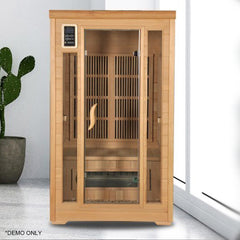 Homelements 1800W Hemlock Sauna Room for 2 People Far Infrared Sweat Steaming Room Ring Heating Carbon Plate Room Home Sweating Cabin Movable Sweat Steaming Box