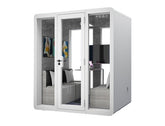 Homelements 4 Persons 2.1x1.6x2.3m White & Black Metal Plate Model Mobile Soundproof Room Home Live Broadcast Room Singing Cabin Recording Studio Indoor Telephone Booth Piano Sleeping Soundproof Silent Cabin