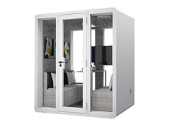 Homelements 4 Persons 2.1x1.6x2.3m White & Black Metal Plate Model Mobile Soundproof Room Home Live Broadcast Room Singing Cabin Recording Studio Indoor Telephone Booth Piano Sleeping Soundproof Silent Cabin