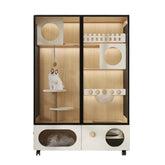 Homelements Wood Cat Cage for Living Room Cat House Movable Light Luxury Creative Household Cage for Cats