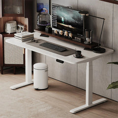 Homelements T423D 140*70cm Dual Motor Electric Motorised Standing Desk Height Adjust Table Upward Mounting(inclu T423D 140*70cm Dual Motors Electric Motorised Standing Desk Height Adjust Table Upward Mounting(including Small Cable Slot for Power Adapter)