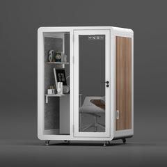 Homelements 1 Person 1.5x1.5x2.3m White & Black Wood Grain Model Mobile Soundproof Room Home Live Broadcast Room Singing Cabin Recording Studio Indoor Telephone Booth Piano Sleeping Soundproof Silent Cabin