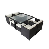 Homelements Outdoor Leisure Rattan Sofa Terrace Balcony Table and Chair Rattan Chair Waterproof Sunscreen Aluminum Alloy Storage Rattan Chair Set Modern Style Outdoor Rattan Furniture Dining Set