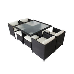Homelements Outdoor Leisure Rattan Sofa Terrace Balcony Table and Chair Rattan Chair Waterproof Sunscreen Aluminum Alloy Storage Rattan Chair Set Modern Style Outdoor Rattan Furniture Dining Set