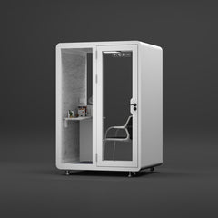 Homelements 1 Person 1.5x1.3x2.3m White & Black Metal Plate Model Mobile Soundproof Room Home Live Broadcast Room Singing Cabin Recording Studio Indoor Telephone Booth Piano Sleeping Soundproof Silent Cabin