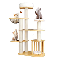Homelements Luxury Solid Wood Four Seasons Universal Cat Bed Cat Villa Cat Climbing Frame Pet Bed Cat Scratching Post Cat Amusement Park Solid Wood Floor To Ceiling Cat Climbing Frame Cat TreeWith Scratching Post