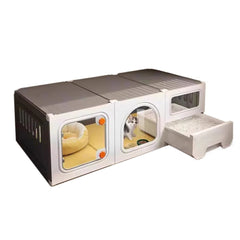 Homelements Cat Villa with Litter Box Integrated Home Indoor Pet Cage Cat Fence Cat Tree and Cat Toilet in One Small-sized Space-saving Cat Cabinet