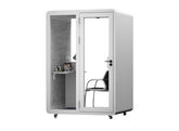 Homelements 1 Person 1.5x1.3x2.3m White & Black Metal Plate Model Mobile Soundproof Room Home Live Broadcast Room Singing Cabin Recording Studio Indoor Telephone Booth Piano Sleeping Soundproof Silent Cabin