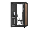 Homelements 1 Person 1.3x1.3x2.3m White & Black Wood Grain Model Mobile Soundproof Room Home Live Broadcast Room Singing Cabin Recording Studio Indoor Telephone Booth Piano Sleeping Soundproof Silent Cabin