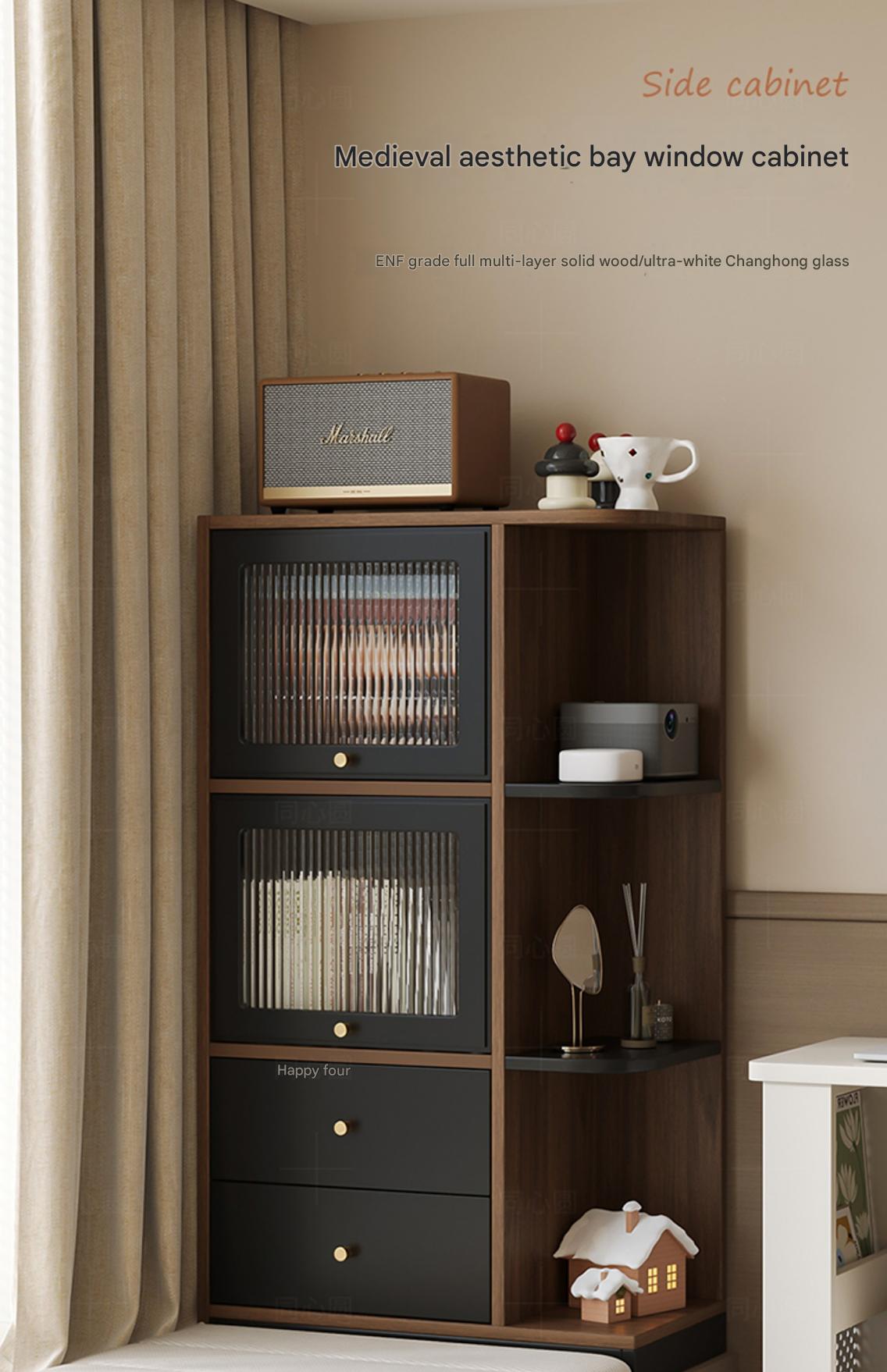 Bay Window Storage Cabinet with Drawers – Multi-Purpose Bedroom, Balcony & Living Room Organizer