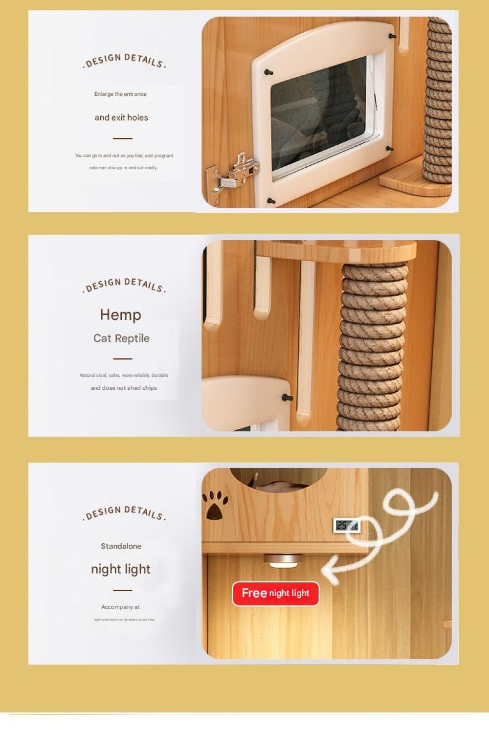 Solid Wood Cat Villa Cat Cage Household Cat House Three-layer Cat Cabinet Indoor Breeding Cage Cat Nest Multi-layer Kitten Room Cat House