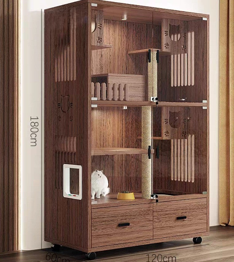 Homelements Modern Luxury Cat Nest Home Cat Nest Pet Cabinet Wooden Villa Home Cat House