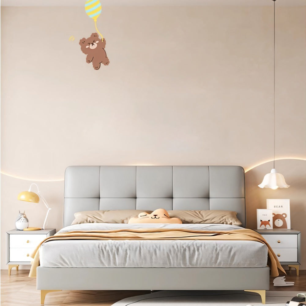 Homelements Cream Style Children's Bed 1.5 Meters and 1.8 Meters Boys and Girls Princess Soft Bed Master Bedroom Modern Simple Solid Wood Lift Bed with Storage Space