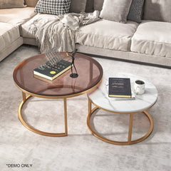 Homelements Glass Coffee Table Light Luxury Retractable Small Round Table Combination Modern Simple Living Room Rock Plate Coffee Table  Nordic Glass Coffee Table Light Luxury Small Apartment Extension Narrow Round Table Simple Living Room Marble