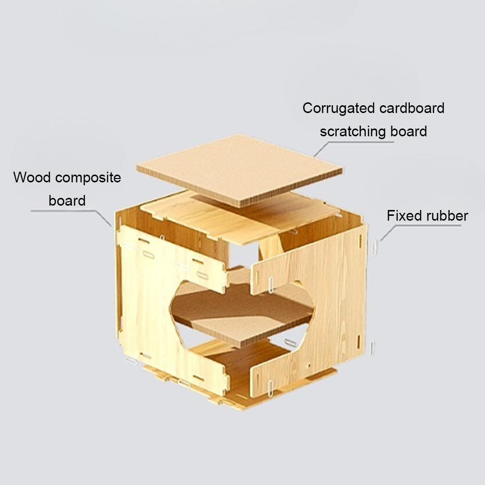 Homelements Cat Scratching Board Cat Bed Integrated Durable Corrugated Cardboard Cat House Board Cat House Cat Bed All-season Enclosed Corrugated Cardboard Cat House Solid Wood Shared Furniture for Pets and People