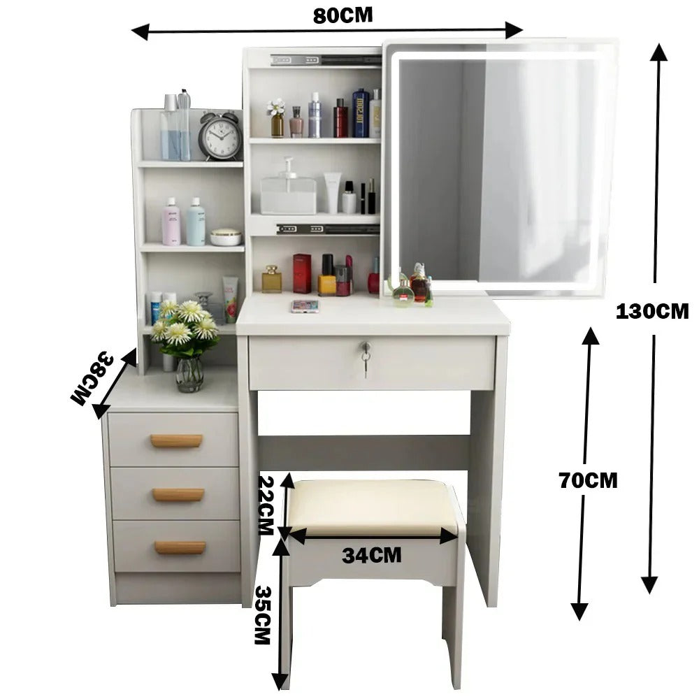 Homelements LED Light Dressing Table and Chair