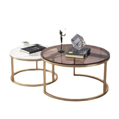 Homelements Glass Coffee Table Light Luxury Retractable Small Round Table Combination Modern Simple Living Room Rock Plate Coffee Table  Nordic Glass Coffee Table Light Luxury Small Apartment Extension Narrow Round Table Simple Living Room Marble