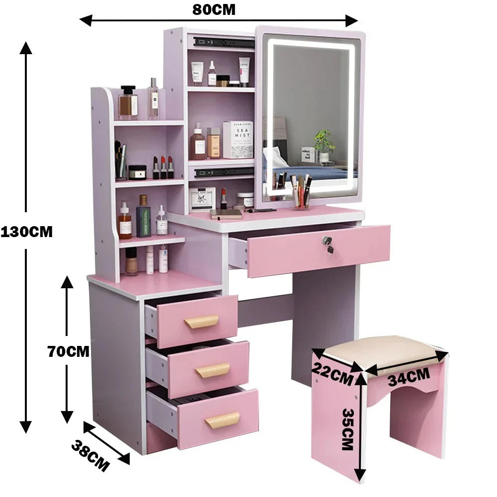 Homelements LED Light Dressing Table and Chair