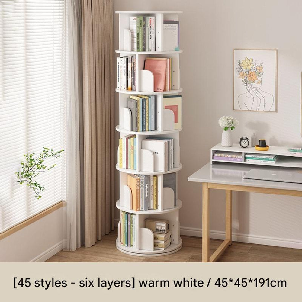 Rotating Bookshelf 360-degree Bookcase Round Vertical Floor Bookshelf Household Space Saving