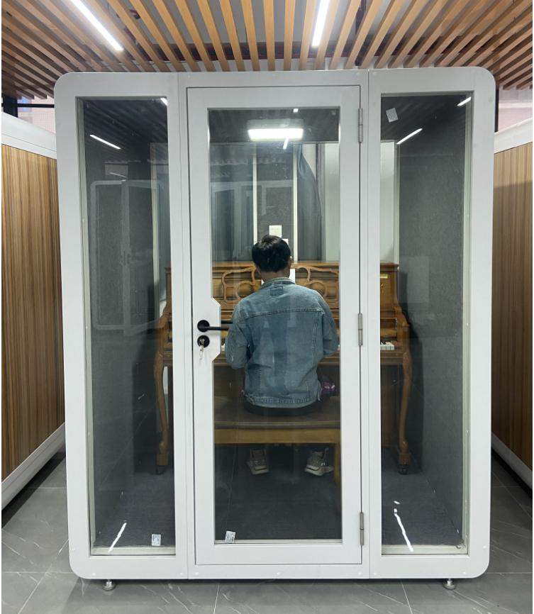Homelements 2 Persons 1.8x1.5x2.3m White & Black Metal Plate Model Mobile Soundproof Room Home Live Broadcast Room Singing Cabin Recording Studio Indoor Telephone Booth Piano Sleeping Soundproof Silent Cabin