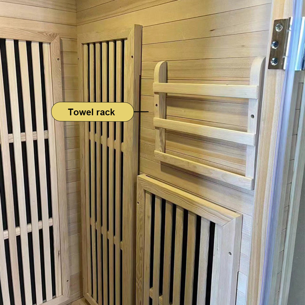 Homelements 1350W Ironwood Home Sauna Room Far Infrared Sweat Steam Room Single Sweat Steam Room Graphene Light Wave Energy House Sweat Steam Room Sauna Warehouse Home Health Care Physiotherapy Far Infrared Dry Steam Room Single Cabin