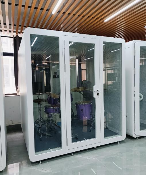 Homelements 4 Persons 2.0x1.8x2.25m White & Black Metal Plate Model Mobile Soundproof Room Home Live Broadcast Room Singing Cabin Recording Studio Indoor Telephone Booth Piano Sleeping Soundproof Silent Cabin